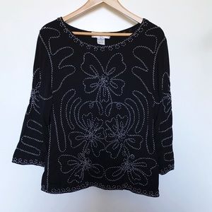{ Vintage } Fun Floral Embroidered Boho Comfy Top